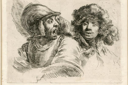 Stefano della Bella, Deux études de têtes, 1643.Eau- forte. Cabinet des Estampes et des Dessins, Strasbourg