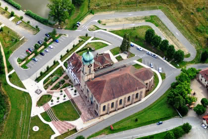Vue aérienne de la Basilique de Thierenbach Crédit: Vincent Schneider